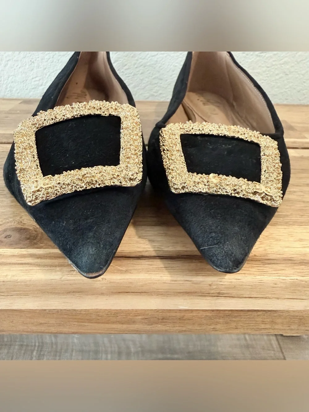 Sam Edelman- Nico Pointed Black Suede Flat - Size 8